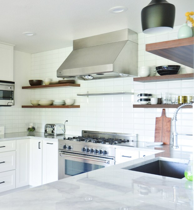 white kitchen remodel tile backsplash