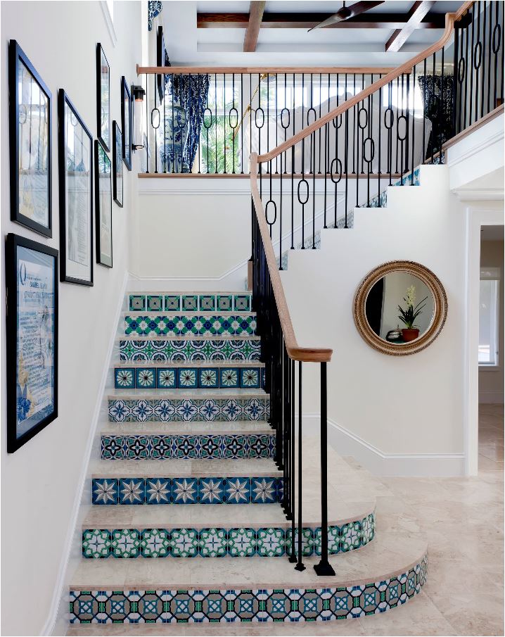 patterned tile staircase