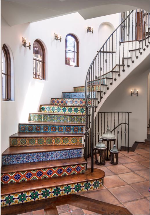 spanish style tiled risers