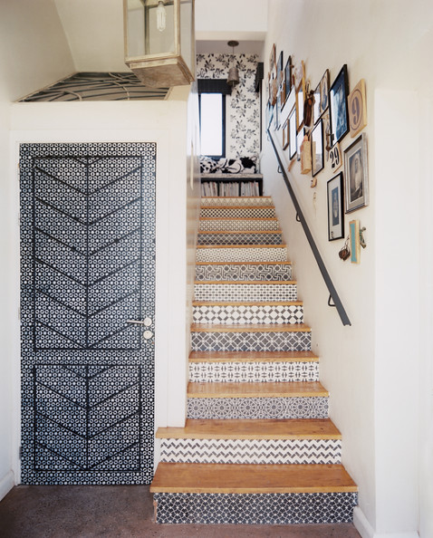stenciled stair risers
