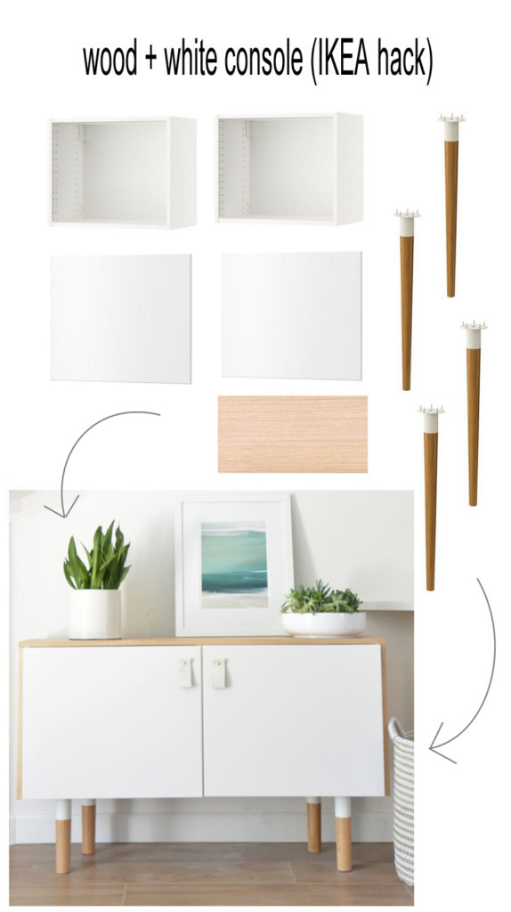wood and white console ikea hack