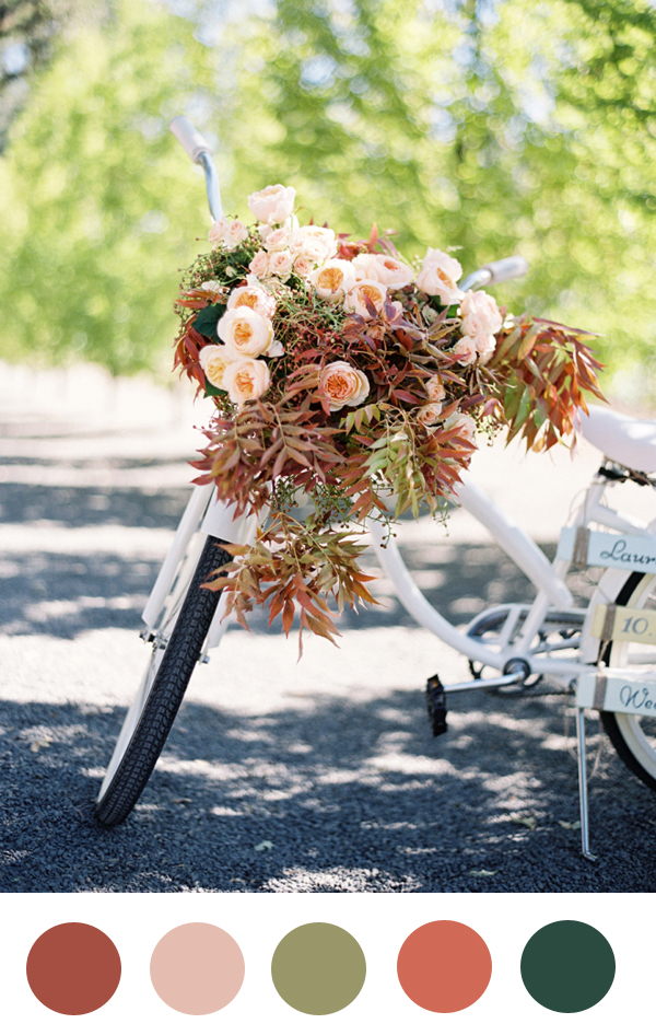 roses and fall leaves bicycle