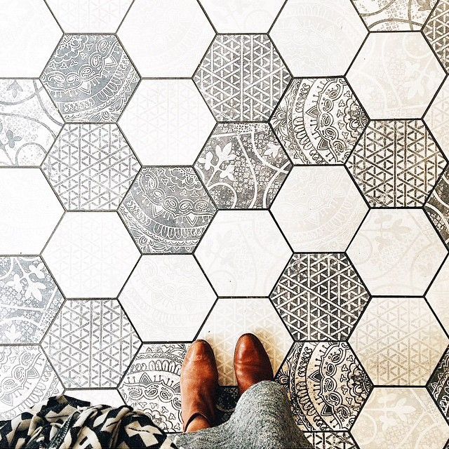 patterned hexagon tiles