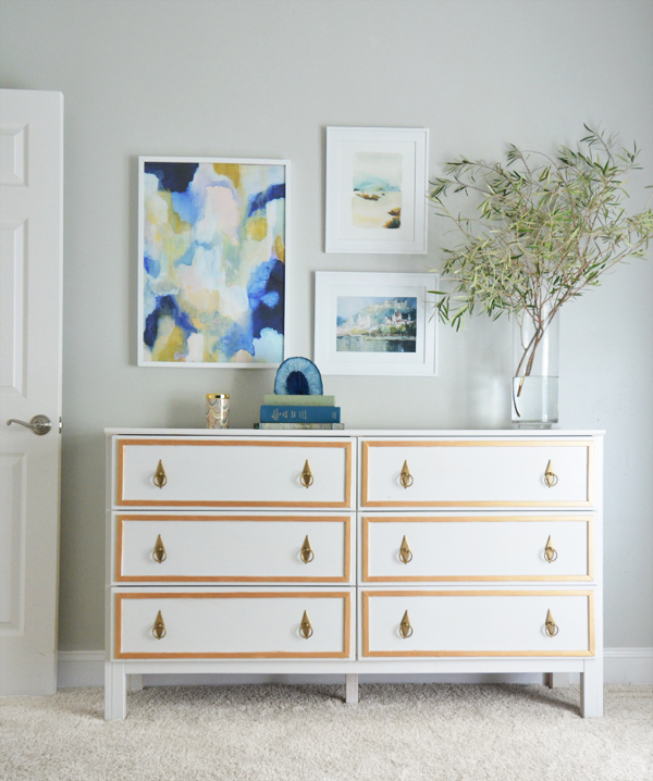 Furniture Chest Simply Painted White With Gold Metallic Knobs