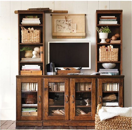 9 Ways To Design Around A Tv, Tv Console With Matching Bookshelves