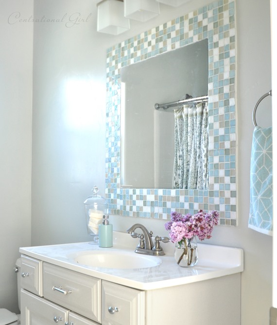 Diy Mosaic Tile Bathroom Mirror, Mosaic Tile Around Bathroom Mirror Diy