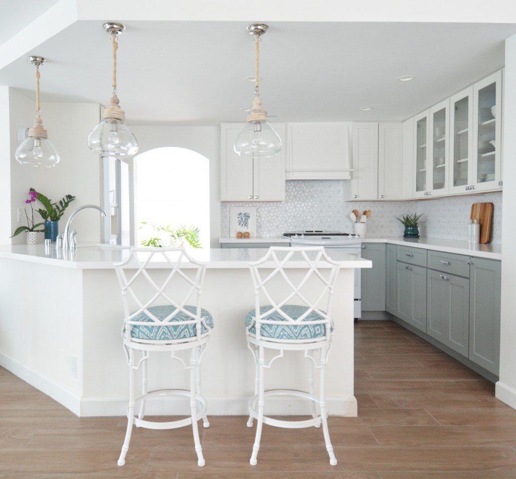 white blue gray kitchen remodel