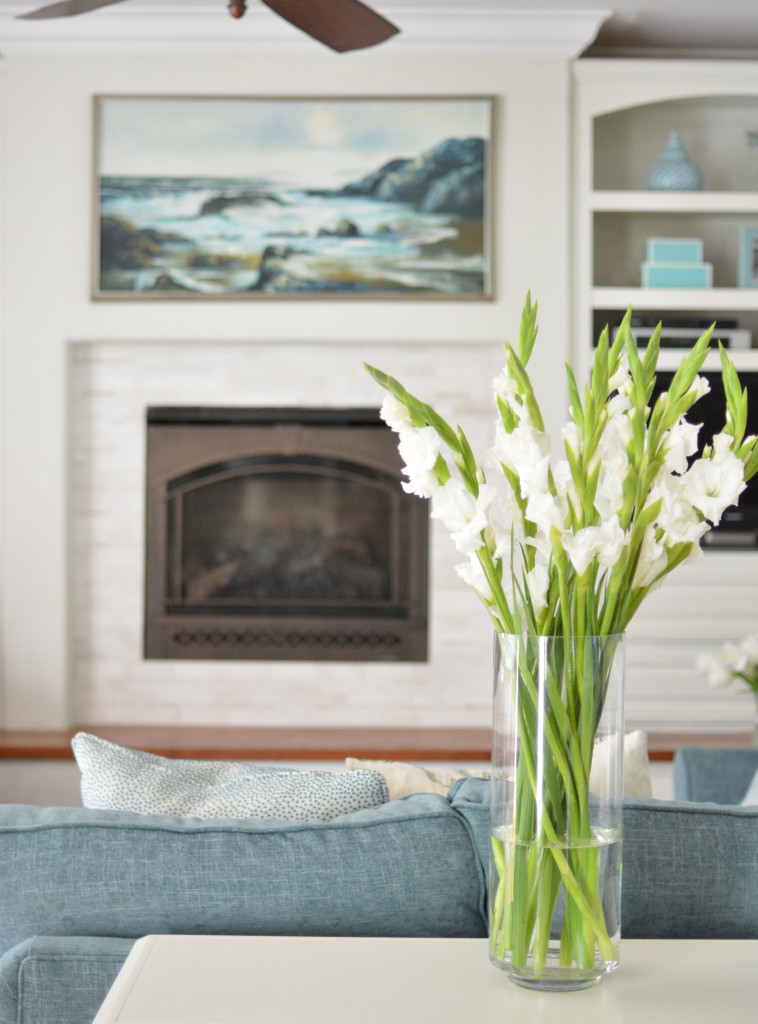 fireplace flowers painting