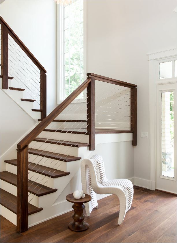 contemporary wire stair railing
