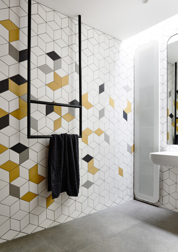 abstract geometric tile installation