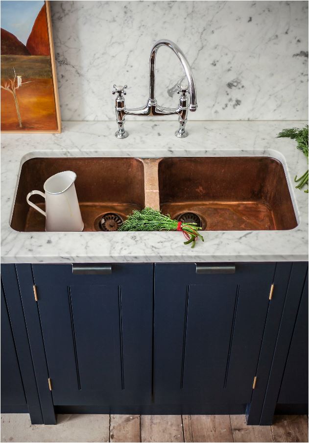 copper double basin sink