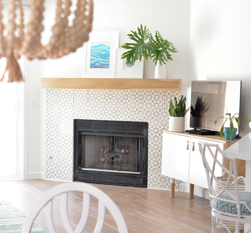 cement tile fireplace