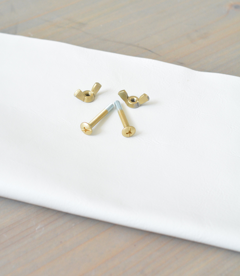 white leather gold screw