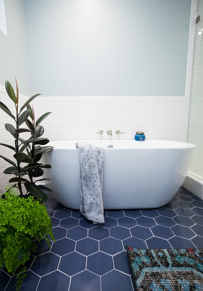 Hexagon Bathroom Floor Tile, Blue And White Floor Tile Bathroom