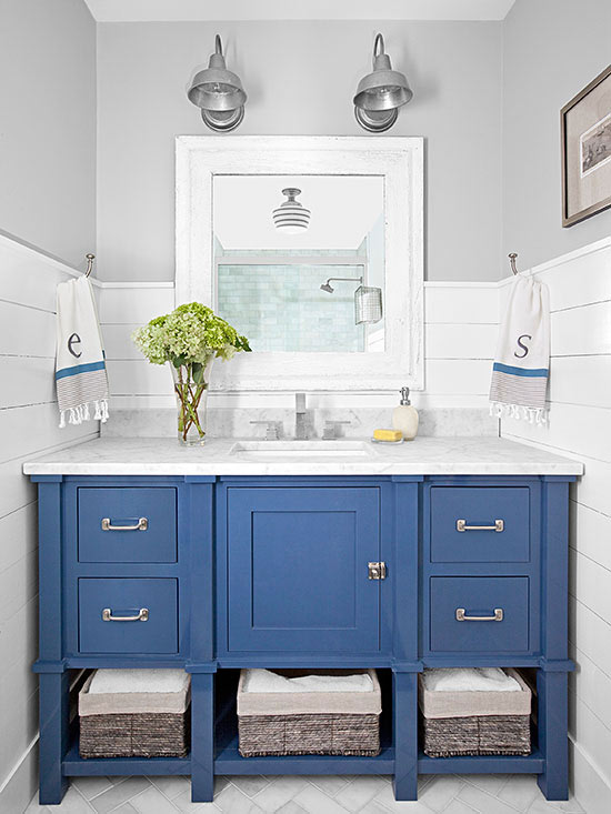 Blue Painted Bath Vanities, Pale Blue Painted Bathroom Vanity
