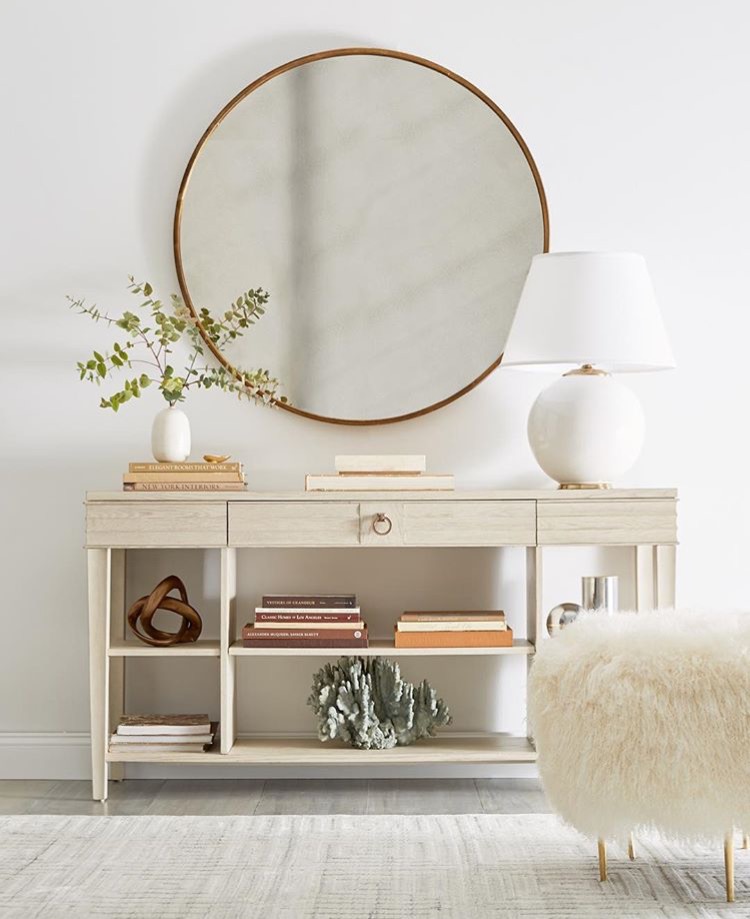 Consoles Round Mirrors Centsational, How Big Should A Round Mirror Be Over Console Table
